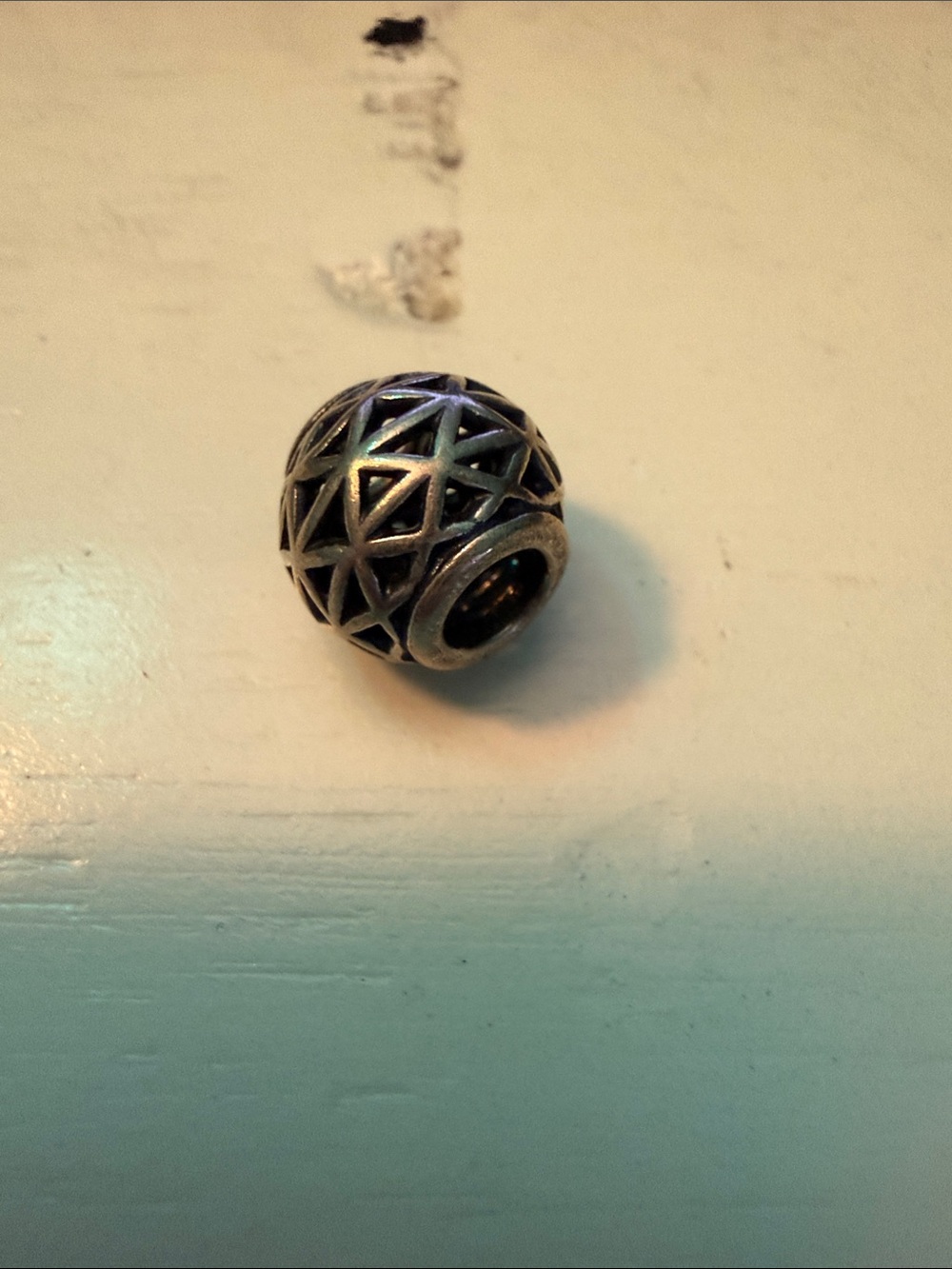 Pandora Geometric Filigree Charm Bead in Antique Silver